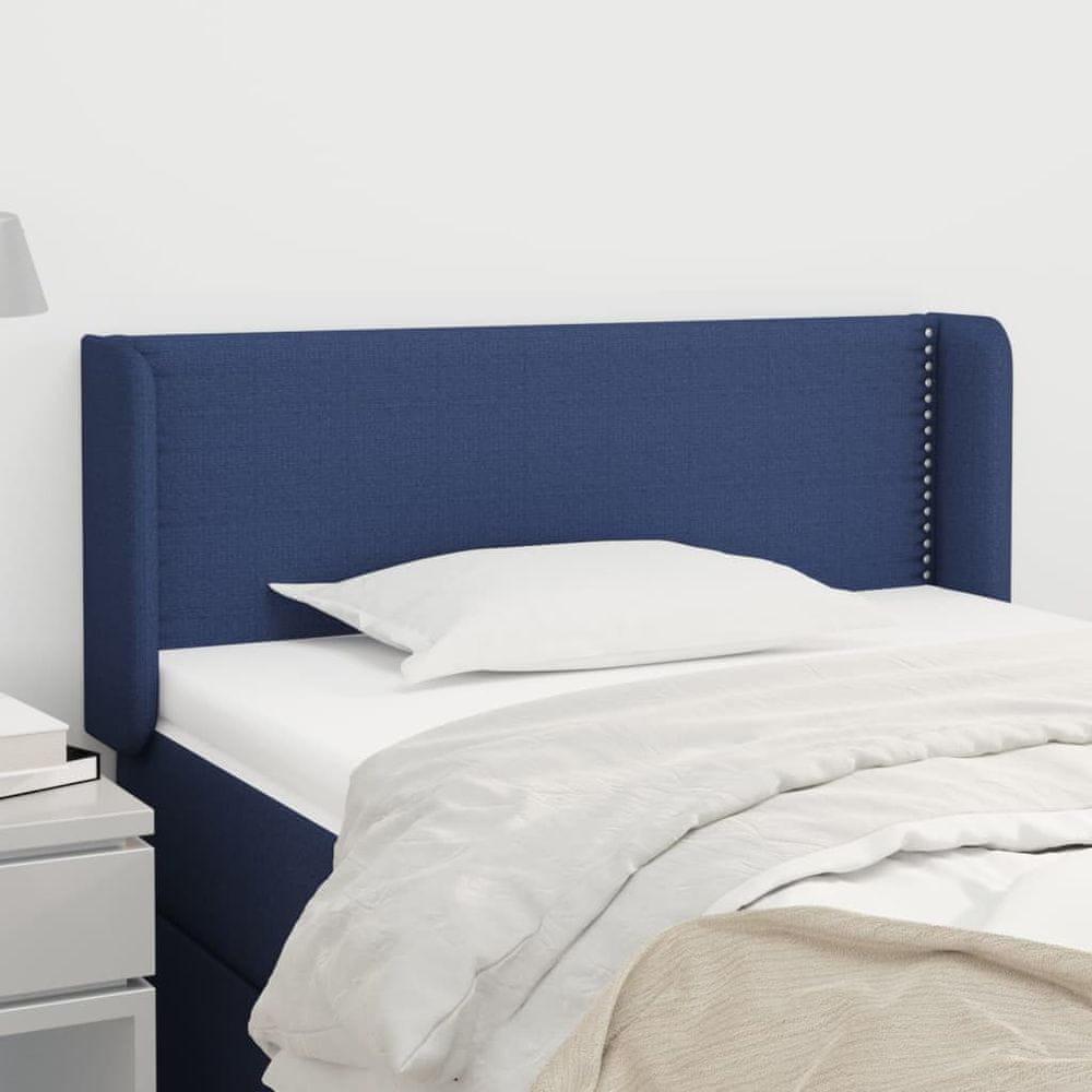 Vidaxl Čelo postele so záhybmi modrý 103x16x78/88 cm látka